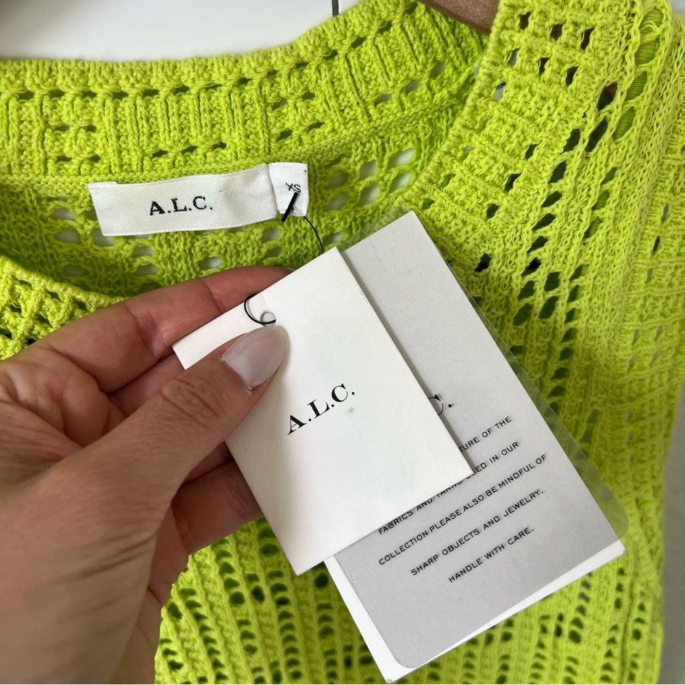 A.L.C. Monaghan Crochet Dress in Citronella - Picture 7 of 9